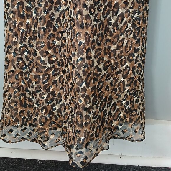 VTG 1990s Hampton Nites Sz 12 Cheetah Print Chiffon Cocktail Maxi Dress Lined - Picture 12 of 14